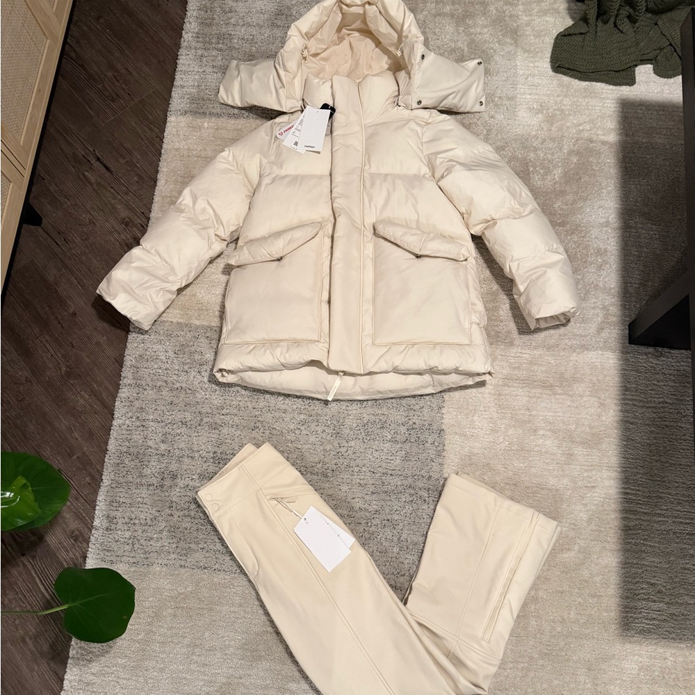 Oat Milk Puffer Jacket and Pants Set